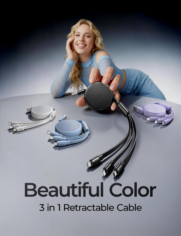 Multi Charging Cable, 3 in 1 Retractable Charging Cable, Retractable Car Charger gallery