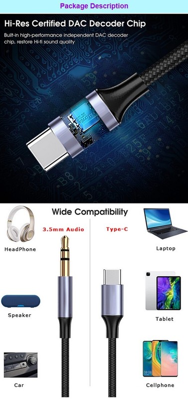 For CAT S22 Flip USB C to 3.5mm Audio Headphone Stereo Car Aux Jack Grade Cable gallery