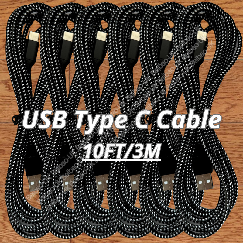1-6 Pack 10ft USB TypeC Fast Charger Cable Lot For Samsung Android Charging Cord