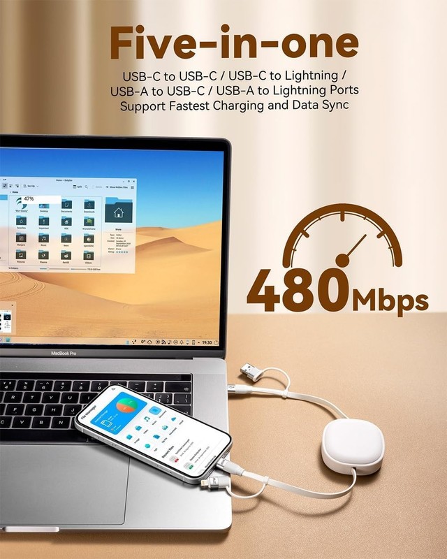 Minlu 5 in 1 Retractable Car Charger Cable, 65W Multi Fast Charging Cord,... gallery
