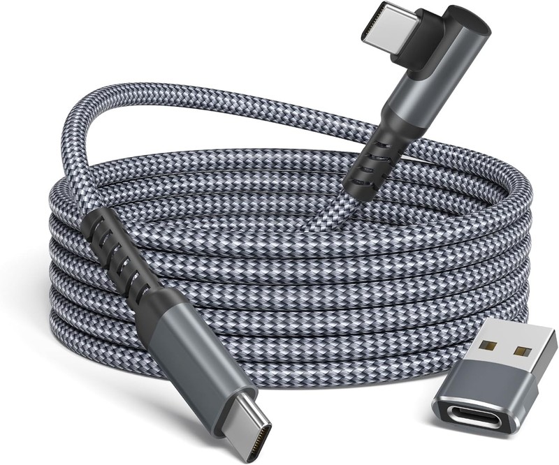 USB C to USB C 100W Cable 10FT with USB A Adapter, Right Angle Charger