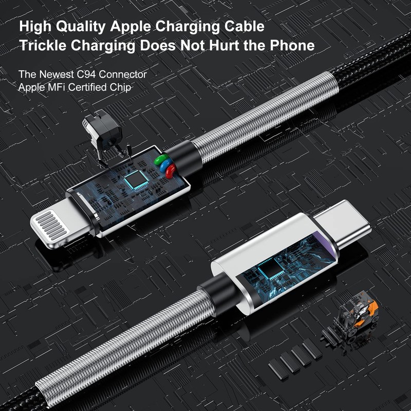 2-Pack Fast Charger Cable Certified Power Cord Data Sync Silver Black 10 Ft gallery