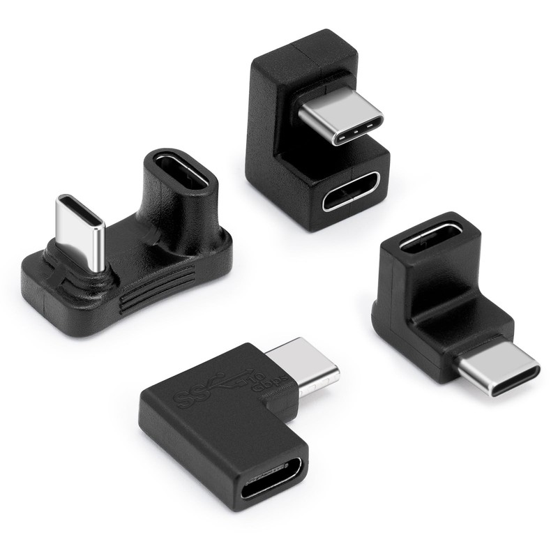 USB C 180 Degree Adapter 4Pack, USB C U Shape Adapter, 180 Degree Angled USB 3.1