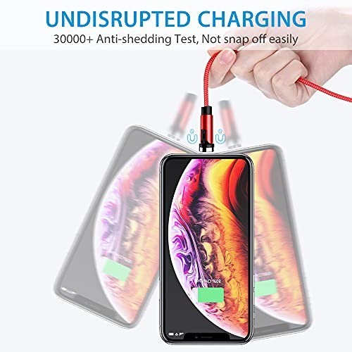 Magnetic Charging Cable 5-Pack (3/3/6/6/10FT) - 540° Rotating, LED Light, 90° An gallery
