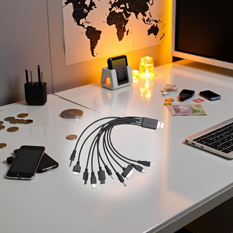 10 in 1 USB Cables - 20Cm/7.87In Universal USB to Multi Plug Cell Phone Charger gallery