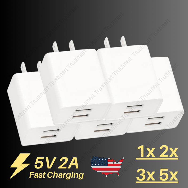 Power Adapter Cube For iPhone iPad Android Dual Port USB Fast Wall Charger Block