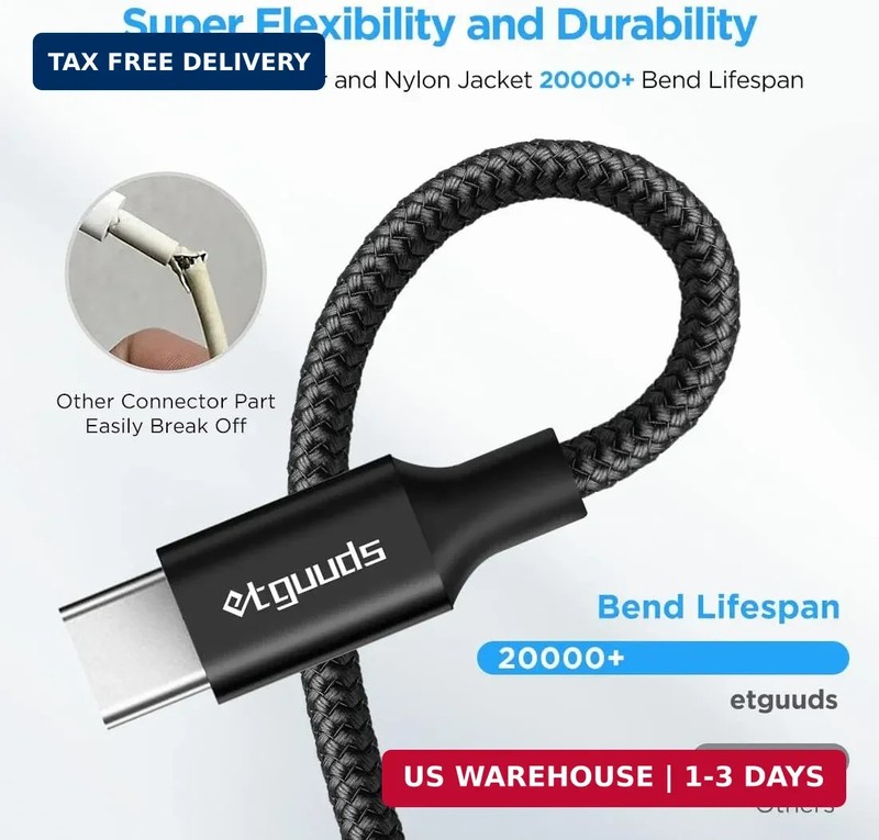 etguuds USB to USB C Cable 3.3ft, 2-Pack USB A to Type C Charger Cord Fast Charg gallery