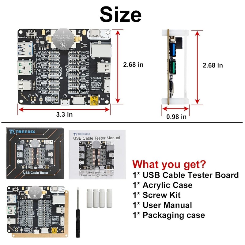 USB Cable Tester Board USB Cable Checker Data Wire with Acrylic Case Charging Te gallery
