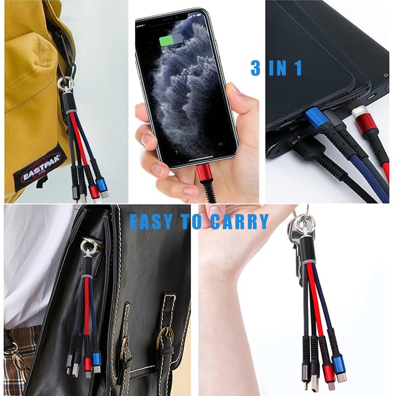 USB Charging Cable Set Multifunction 3 Pack 3 in 1 Nylon Braided Fast Charger gallery