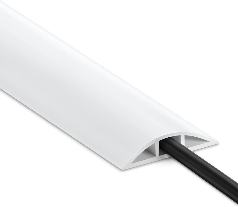 8FT White Low Profile Wire Cover – Extension Cord Cover, Medium-8ft,