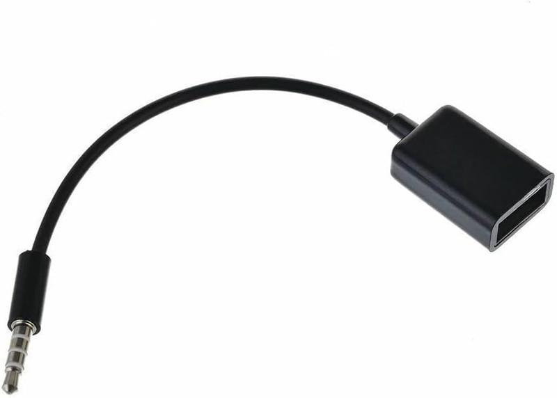 3.5Mm Male AUX Audio Plug to USB Female Adapter OTG Cable Black 15CM gallery