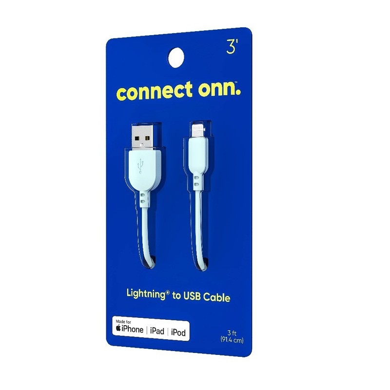 to USB Charging Cable 3ft Soft Touch MFI Certified Aqua for iPhone gallery