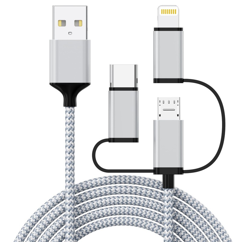 3-in-1 Multi USB Charging Cable, 6FT/1.8M Fast Charger Cord with /Micro USB/L…