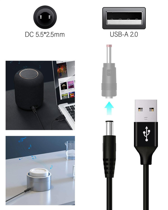 USB to DC 5V Power Cable, Universal DC 5.5X2.1Mm Plug Charging Cord with 11 Conn gallery