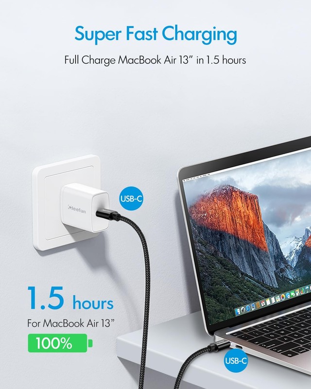CLEEFUN Long USB C to C Cable 15ft, C C Fast Charging Type Black gallery