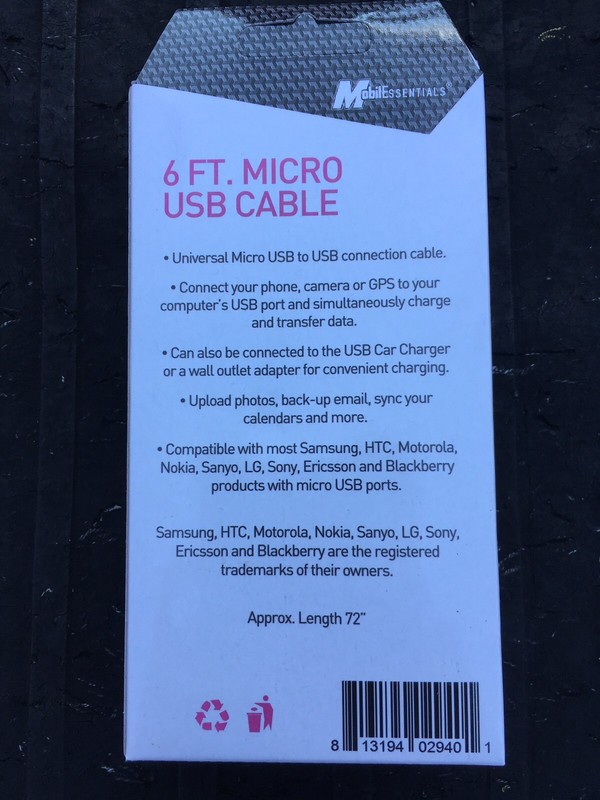 Mobil Essentials Pink 6 Ft Micro USB Cord Charging Sync Android Devices gallery