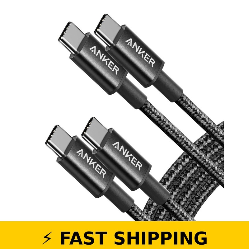 Anker 6FT USB C to USB C Cable 60W Fast Charging – Black 2-Pack