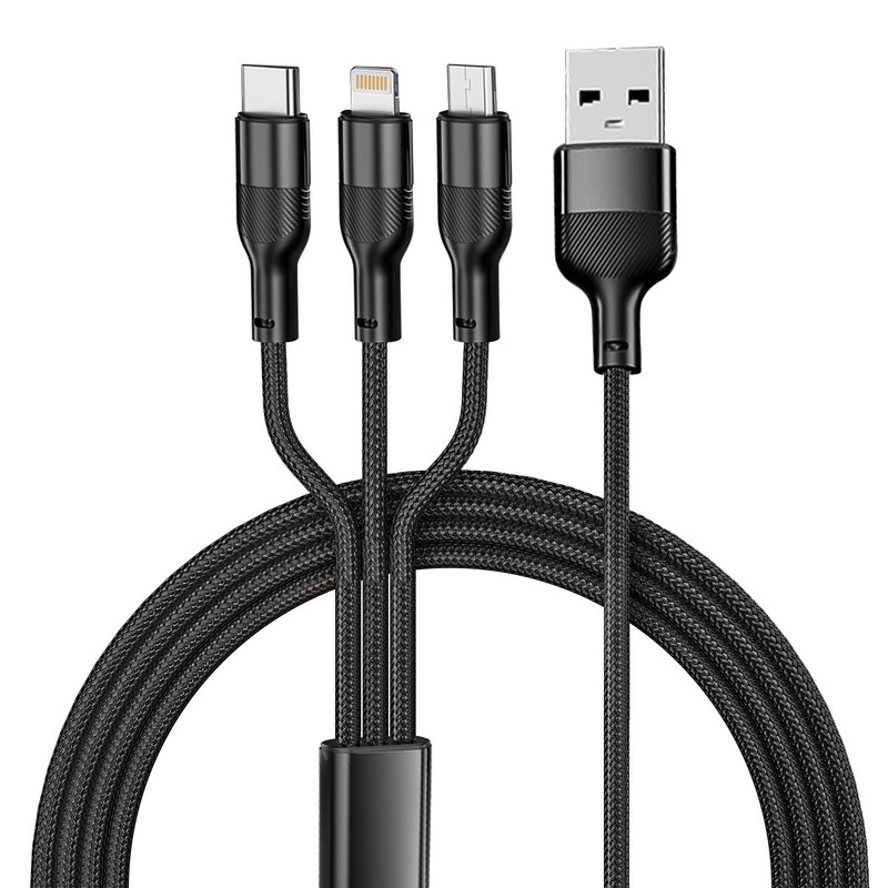 Multi Charging Cable 3 in 1 Multiple USB Fast Charger For iPhone Type C MicroUSB