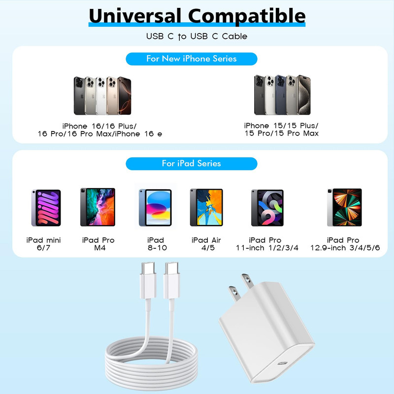 [Apple Mfi Certified]Long 10Foot USBC to USBC Cable Fast Charging for Iphone 17/ gallery
