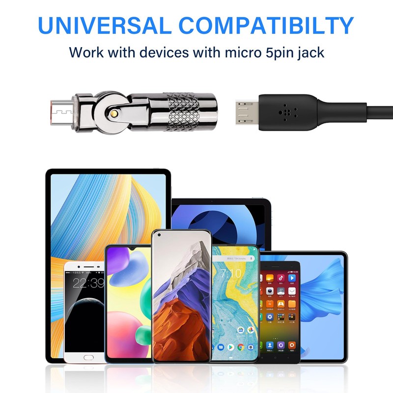 2 Pack Micro USB Adapter Micro 5Pin Female to Male Connector 180 Degree Rotat... gallery