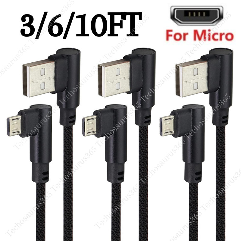 Right Angle Micro USB Cable 90 Degree Fast Charging Cord For Samsung LG Android