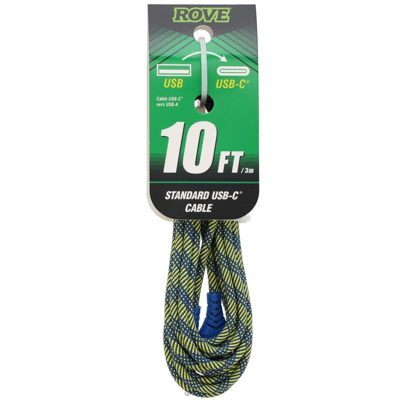 Rove RV10FTUSBCA 10ft USB-C to USB Braided Cable Assorted Colors gallery