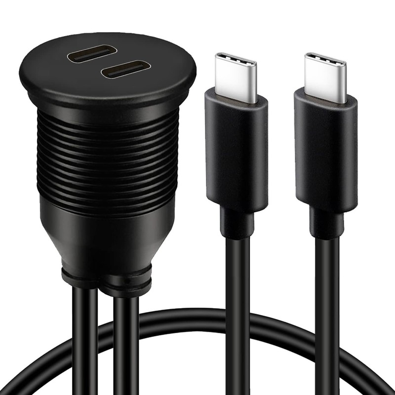 3ft Dual USB C 3.1 Panel Mount Cable - Fast Data Transfer Solution for Vehicles gallery