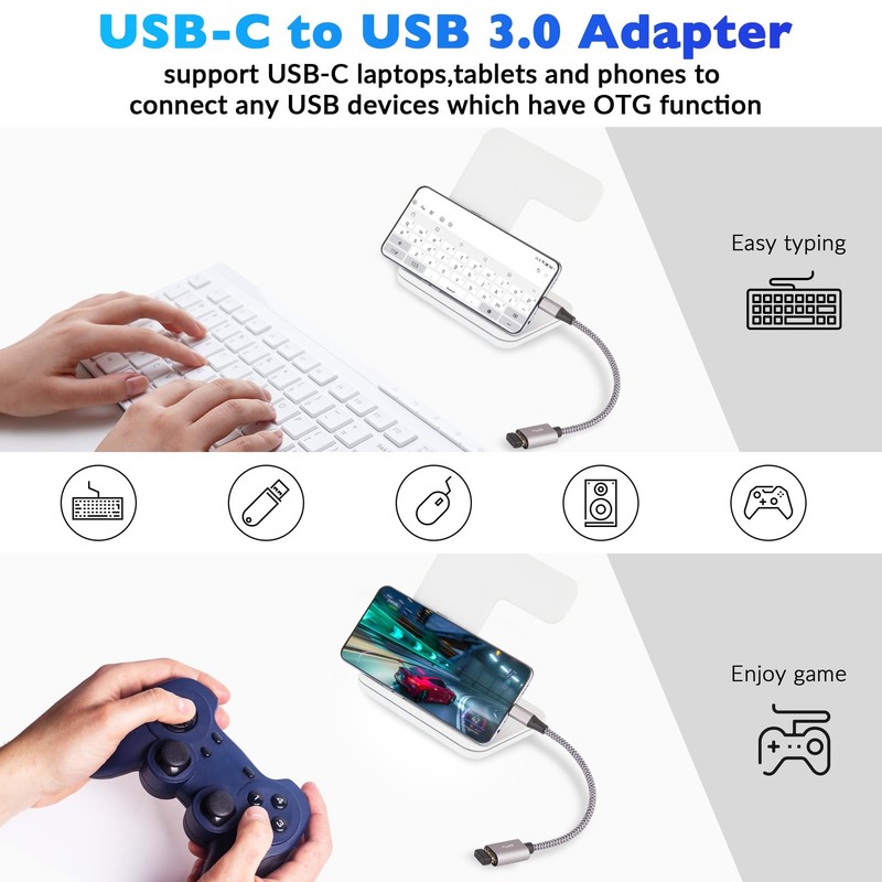 USB-C to USB 3.1 Adapter（2 Pack）, Nylon Braided Type-C OTG Cable USB C Male t... gallery