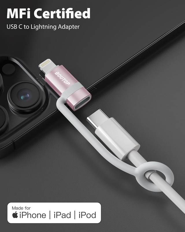 [MFi Certified] 36W USB C to Lightning Cable Adapter, 2 Packs, Rose Gold gallery