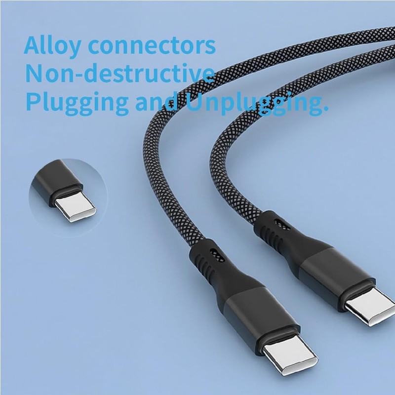 100W PD 5A QC 4.0 Fast Charging USB C Cable Type C to C Data Sync Cord 3.3ft gallery