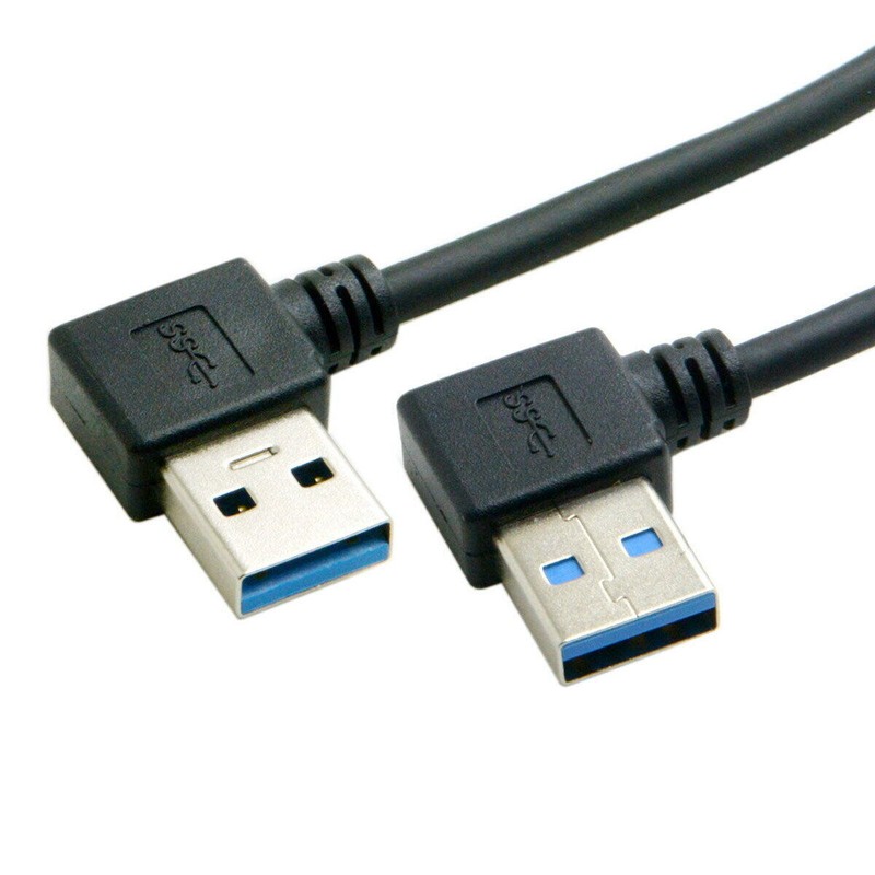USB 3.0 Type A Male 90 Degree Left Angled to USB A Type Right Extension Cable