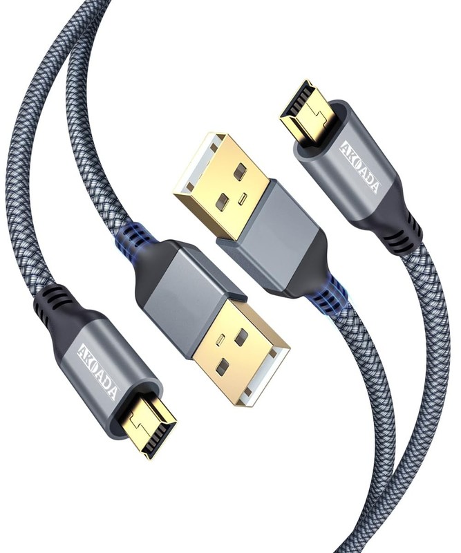 Mini USB Cable [10FT 2 Pack], USB 2.0 Type A to Mini B Cable Braided Charging...