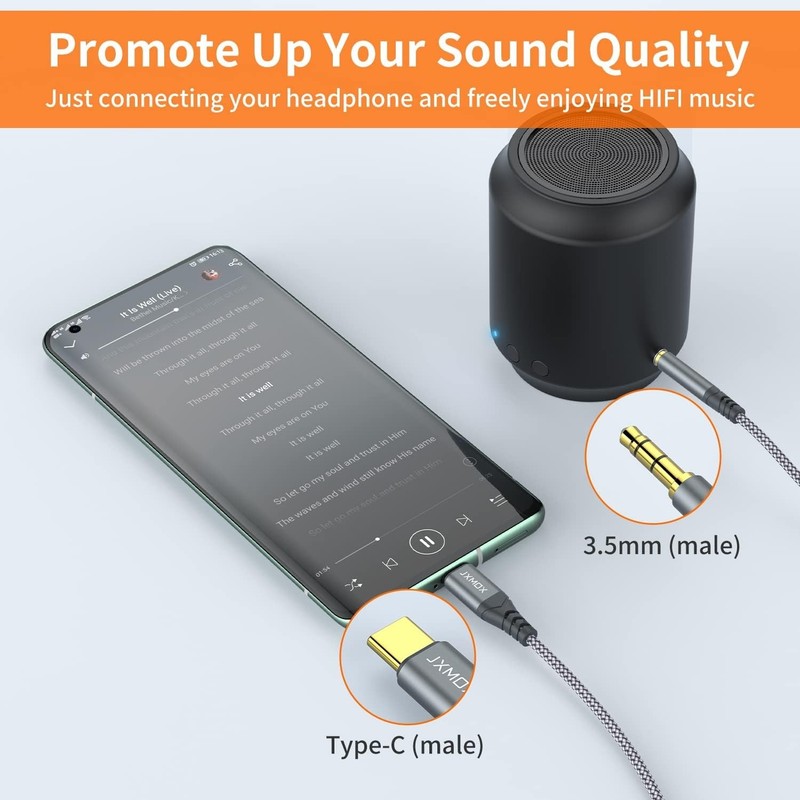 Adaptador USB C a Jack 3.5mm Audio Aux 4ft Tipo C a Auricular Auto Estereo Cable gallery