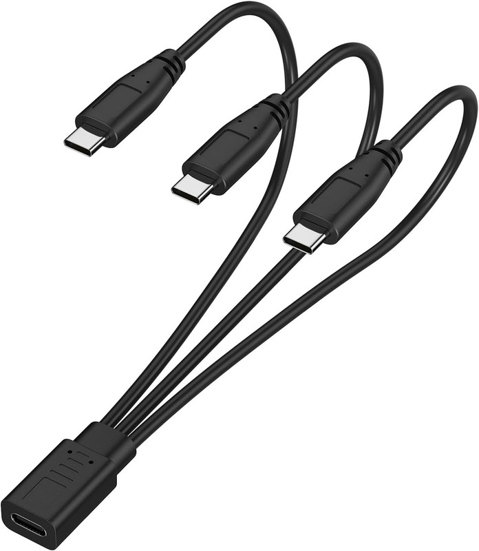 3-In-1 USB C Splitter Charge Cable, USB-C Female to 3 Type-C Male Charging Cord,