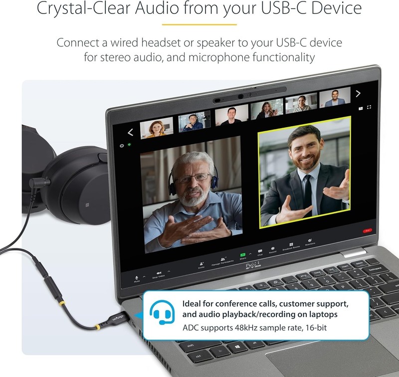 USB-C to 3.5mm Audio Adapter with 32-bit DAC for Headphones and Headsets gallery