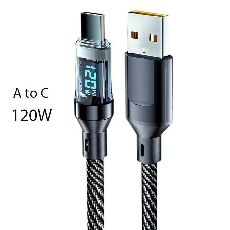 120W USB C Fast Charging Cable LED Display USB A to C 1M High Speed Cord gallery
