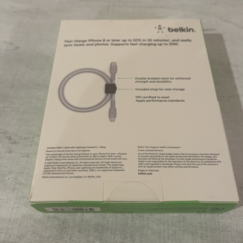 Belkin Boost Charge USB-A Cable + Strap - Gray Durable And 5 Ft Long gallery