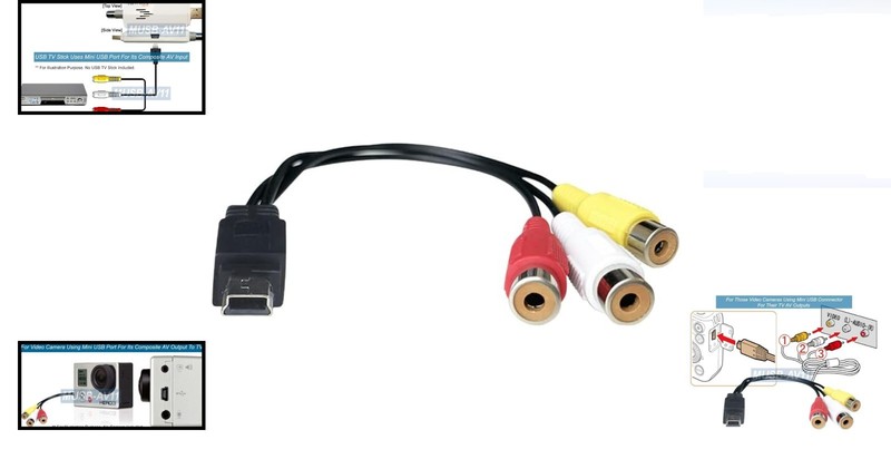 Mini USB to RCA Composite Video Audio Adapter Cable for Camera TV Stick gallery