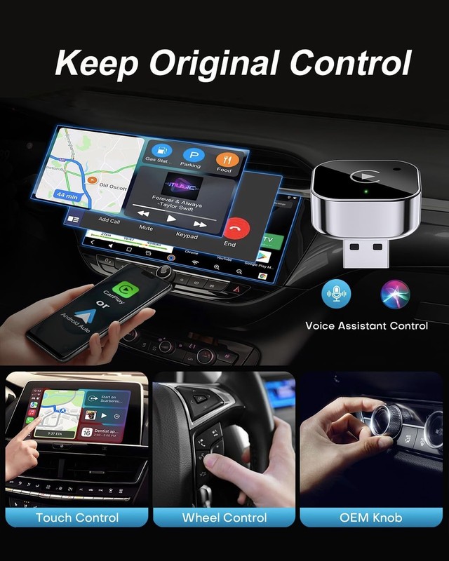 2025 Upgraded Mini Wireless CarPlay & Android Auto Adapter, 2-in-1 CarPlay Do... gallery