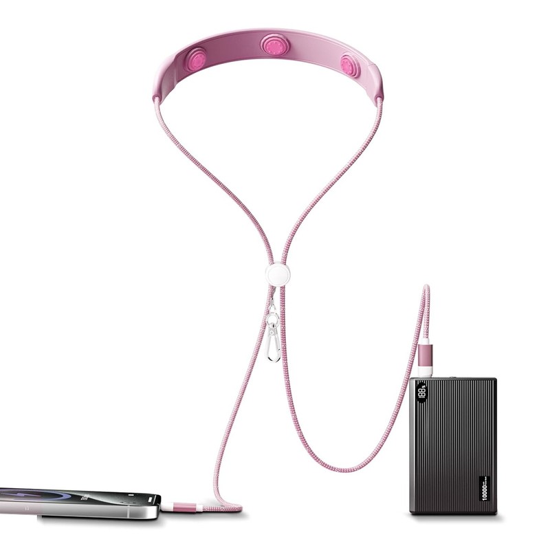 100W Fast Charging Neck Massager Cable | 3-Modes Silicone Vibration with USB C