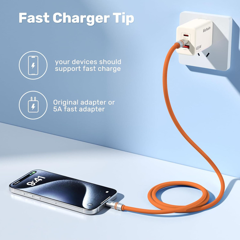 Fast Charging USB C to C Cable Ultra-Thick Soft Silicone USB C Cable 240W Charge gallery