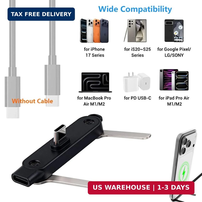 Detachable 2 in 1 USB C to USB C Cable, 240w Stand Data Cable for Desk, Invisibl gallery