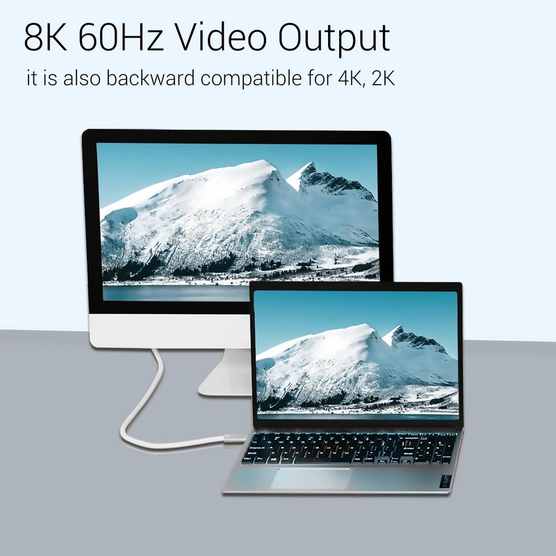 USB4 Cable 2 Pack 240W 40Gbps USB C to USB C 1FT 8K Video Thunderbolt 4 gallery