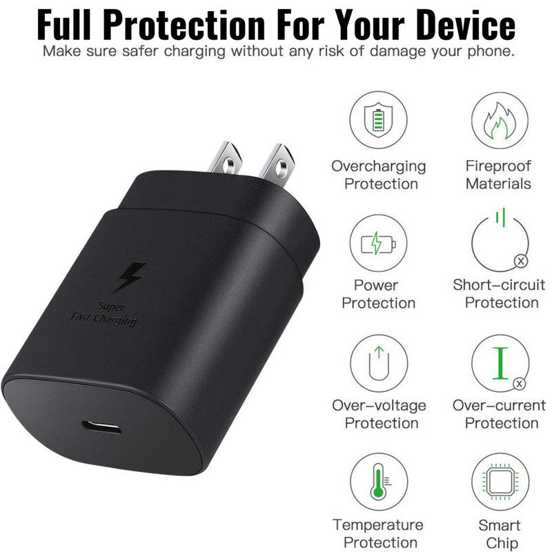 25W Fast PD Charger Cube For Samsung Galaxy S10 S20 S21 S22 USB C Type C Cable gallery
