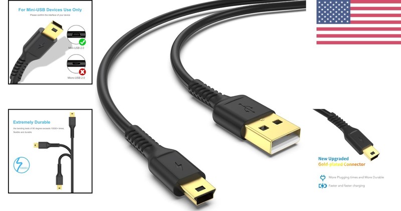 Durable 3ft Mini USB Cable Male to Male for PS3 Controller, MP3 Player, Camera gallery