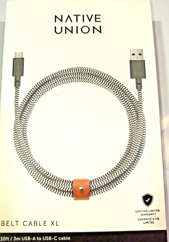 Native Union XL- 10' USB"A' to USB 'C' Charging Cable (Ultra Strength) - Zebra gallery