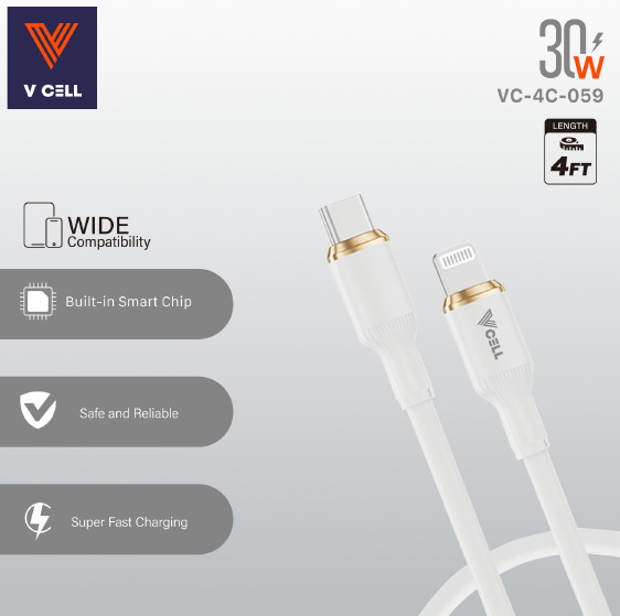 Vcell (Pack of 2 ) 30watt Type USB-C to 8pin Cables (4ft) Fast Charger gallery