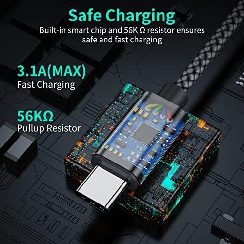 USB Type C Cable (2-Pack 3FT)USB C Charger Cable Car Carplay Cable Nylon Braided gallery