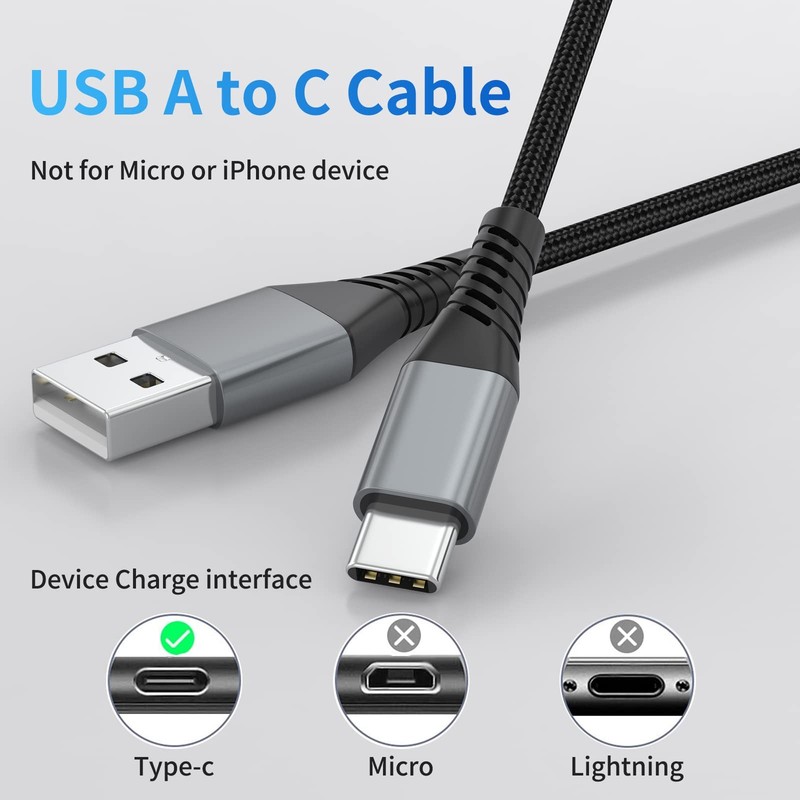 6 inch USB C Cable Short, 0.5ft 3-Pack USB A to USB C Cable Braided USB Type C gallery