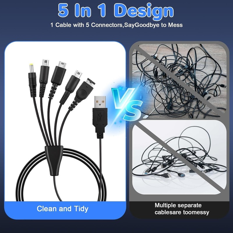 Nylon-Braided 5-in-1 USB Charging Solution for All Gaming Consoles - 3.9FT gallery